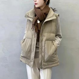 Women's Vests Autumn Winter Parka Vest Jacket Women Korean Sleeveles Down Cotton Warm Coat Female Casual Overcoat Waistcoat Ladies Tops