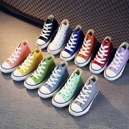 Athletic Outdoor High Top Canvas Shoes for Kids Girls Boys Anti-slip Casual Sneakers Toddler Boy Shoes Candy Colour Skate Shoes 2023 NewL231212