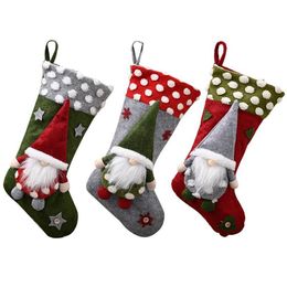 Christmas Stockings Sock Gnome Doll Xmas Tree Candy Gift Bag Hanging Pendant Decor Ornament286G