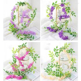 Decorative Flowers 186cm Artificial Wisteria Flower Ivy Wedding Decoration Real Touch Silk Home Hanging Garland Party Autumn Decorat