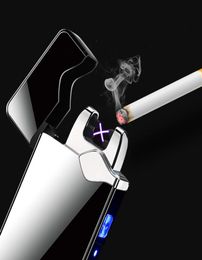 USB Cigarette Lighter Electronic Charged Lighters Metal Double Fire Cross Twin Arc Pulse Electric Lighter Windproof Lighters2461206