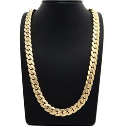 Mens Miami Cuban link Chain 12mm 14k Gold Plated 24 Necklace268L