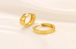 9 k THAI BAHT GF Yellow Solid Fine Gold Huggies Hoop Earrings Women039s Square Tube NEW8160920