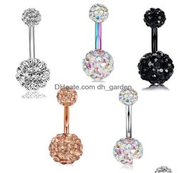 Navel Bell Button Rings 14G Stainless Steel Screw Bar Cz Body Piercing Belly Ring Women Girls Helix lage Earring Drop Deliver Dhgui7668378