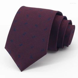 Bow Ties 2023 Brand High Quality 8CM Wide Business Tie For Men Deep Red Fashion Formal Necktie Party Wedding Work Gift Box