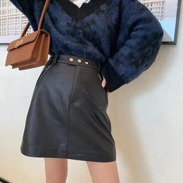 Skirts Mini Skirt Sexy Women 2023 Korean Fashion Genuine Leather A Line High Quality