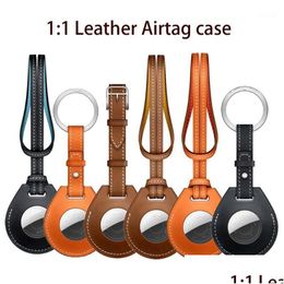 Cords, Slings And Webbing 11 Leather Airtag Case For Apple Airtags Protective Er Locator Tracker Anti-Lost Device Sleeve Key Charm Lag Dhfkd