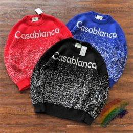 Men's Sweaters Red Black Blue Casablanca Jacquard Sweater Men Women Oversize Top Quality Sweatshirts T231214