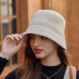 Versatile Warm Fashion Round Top Autumn and Winter Wool British Street Shooting Fisherman Hat Girl