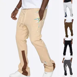 Men's Pants Splatted Ink Elastic Loose And Slightly Flared Fashionable Stylish Men Open Leg Pant With Pockets Foam House Slip