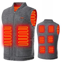 Men's Fur Faux Fur Winter USB Heated Vest 3-speed Adjustable Temperature Self-heating Vest Washable Sleeveless Heating Jacket for Outdoor Sport 231213