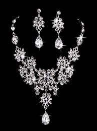 6 colors women Bling Crystal Bridal Jewelry Set silver diamond Wedding statement necklace Dangle Earrings for bride Bridesmaids Ac6269668