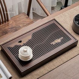 Tea Trays Brown Easy-to-Carry Set Storage Tray Made Of Bamboo Easy To Clean Carry