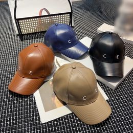Luxury Leather Baseball Cap Men Women Letter Casquette High Quality Adjustable 4 Colour Unisex Hip Hop Fashion Peaked Caps Designer Hat