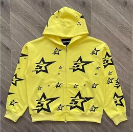 Designer Sweatshirts Men Zip Hoody Yellow Hoodies 5star Pullover Cardigan Hip Hop Hooded Jumper Mens Women Tops