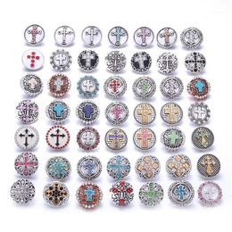 Charm Bracelets 10pcs Whole Cross Faith 18mm Snap Jewellery Mixed Metal Rhinestone Button Fit Bracelet Bangles Necklaces12237
