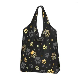 Shopping Bags Large Reusable Gold Dog Grocery Recycle Foldable Animal Eco Bag Washable Lightweight