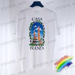 Men's T-Shirts Castle Print Casablanca T-Shirt For Men Women 1 1 Best Quality Oversize Casual Tee Top Inside Tag T231214