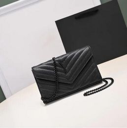 5A quality Fashion Women Shoulder Bags Handbags Caviar Leather Bag all BLACK Chain Crossbody Bag Handbag Messenger Baga