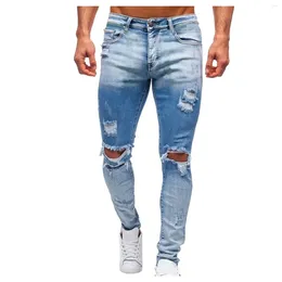 Men's Jeans Casual Denim Pants Zipper Open Placket Water Milled Straight Hole Woven Feet Slim Fit Fashion Oversize Trousers