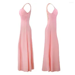 Casual Dresses 2023 Pink Party Dress Deep V Neck Tank Chiffon Custom Made Women Mermaid Vestidos