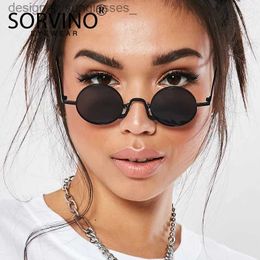 Sunglasses SORVINO 2023 Retro Skinny Round Steampunk Sunglasses Men Women Brand Designer Goggles La Mens Circle Sun Glasses Shades SP152L231214