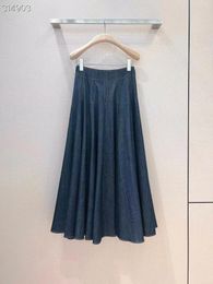 Skirts Fyion 2023 Women Summer Long Cotton Denim Elegant Vintage High Quality Casual Sweet Bottoms Runway Skirt