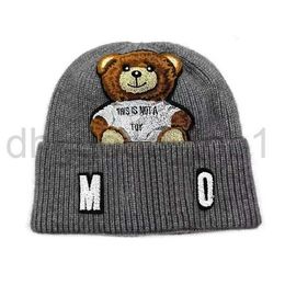 Designer Moschino embroidered woven cuff beancap winter hat Bear Knitted Hat Beanie High quality plush ball cap New polo skullcap hat 3 YLJC