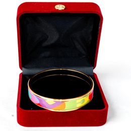 Colour Love Series 18K gold-plated enamel bangle bracelet for woman Top quality bracelets bangles width 15mm Fashion wedding jewelr2103
