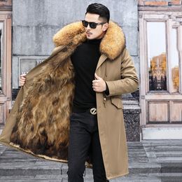 Fox Fur Jacket Men Winter Coats Hoodies Warm Jackets With Fur Outdoor Overcoat Winsbreakers Plus Size