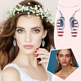 Hoop Earrings American Flag Fashion Style Ear Hook Jewellery Women National Enamel Slippers Shape Dangle USA Flags