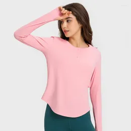 Active Shirts Women Long Sleeve Yoga Clothing Running Sports Top Loose Gym T-shirt Workout Training Blouse Outdoor Hiking Fitness Sportswear