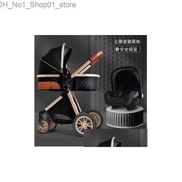 Strollers# Strollers Luxurious Baby Stroller 3 In 1 Portable Travel Carriage Fold Pram High Landscape Aluminium Frame Born Infant Drop Delivery Ki Otyiv Q231215