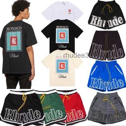 Designer T-shirts Mens Shorts Beach Short Pants Womens Cotton Sleeves Shirts Casual Tshirt Versatile Rhude Tees Shirt Quick Drying Breathable Mesh Tops 7EBQ