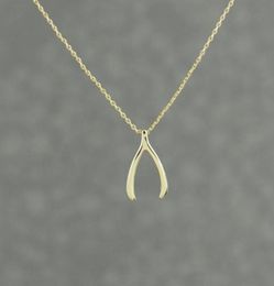 Trendy Wishbone Lucky Pendant Gold Silver Plated Fashion Jewellery Statement Necklace Women Necklaces5450720