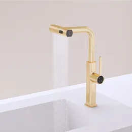 Bathroom Sink Faucets Gold Pull Cold And Kitchen Faucet With Three Functions Can Be Equipped A Flower Shower Head Waterfall