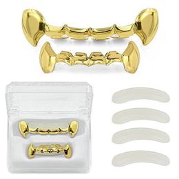 Custom Fit 18k Gold Plated Hip Hop Teeth Fang Grillz Caps Lower Bottom Grill Vampire Teeth326u