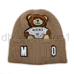 Designer Moschino embroidered woven cuff beancap winter hat Bear Knitted Hat Beanie High quality plush ball cap New polo skullcap hat 4 OIJQ