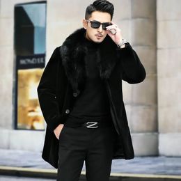 Men's Fur Faux fur coat with wide collar whole mink winter thickened long imitation men's highend M6XL 231213