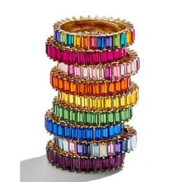 2021 Promotion Selling Gold Rainbow Cz Ring Wedding Engagement Band Stacking Stacks Cz Eternity Colorful Finger Jewelry for Wo174G