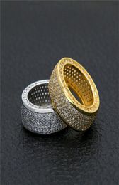 Hiphop Rapper Ring For Men New Fashion Hip Hop Gold Silver Ring Bling Cubic Zirconia Mens Ice Out Jewelry7360733