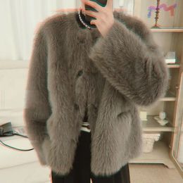 Men's Fur Faux Fur Luxury Brand Warm Fur Coat Men Short Fluffy Jacket Faux Fur Jacket Casual Loose Button Thick Men's Clothing High Quality 231213