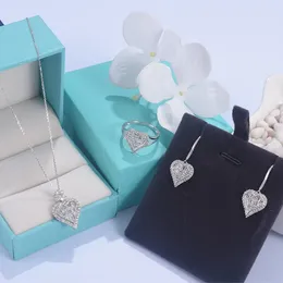 Necklace Earrings Set Live Heart-shaped Ladder Square Peach Heart Ring Earring
