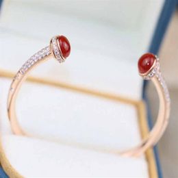 Luxurious quality opened bangle with diamond and nature stone in malachite and red agate for women wedding Jewellery gift shipp278R