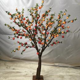 Decorative Flowers Simulated Pomegranate Fruit Tree Large Solid Wood Landing Simulation Ornaments