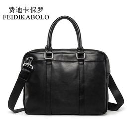 FEIDIKABOLO Famous Brand Business Men Briefcase Bags Man Shoulder Bag Leather Laptop Simple Men's Handbag bolsa maleta289z
