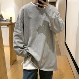 Men's T Shirts High Quality Men Cotton T-shirts Autumn Casual Loose Tops Solid Colour Brand Tee Fashion Male O-neck Clothing