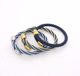 JSBAO MenWomen Fashion Jewelry Gold Black Blue colour Stainless Steel Wire Wild Cable Bangle For Women Gift8635894