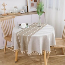 Table Cloth Round Tablecloth Japanese Style Cotton Linen Coffee Cover Home Decoration Tea Dust Banquet Party Desk Mat Cabi