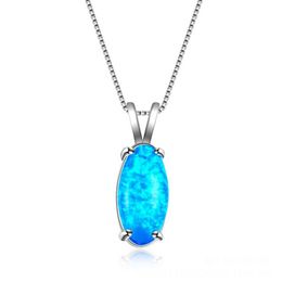 Weddings Jewelry LuckyShine 1Pcs Gorgeous Style Fine Blue Oval Genuine Opal Gemstone Silver Fashion Women Charm Necklace Pendant291H